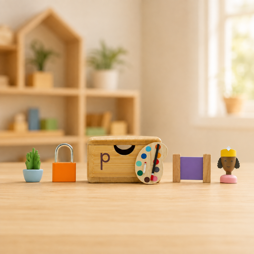 🌱 Letter Sounds Learning Cabinet – 120 Mini Objects for Hands‑On Phonics Practice
