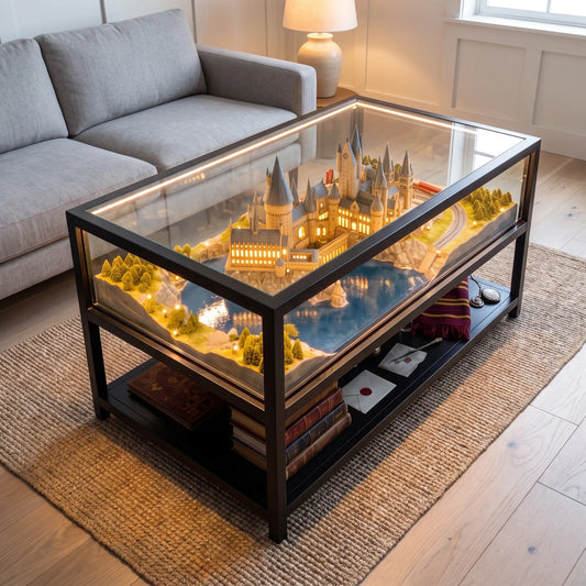 🏰 Fantasy Castle LED Coffee Table – A Magical Scene Under Glass