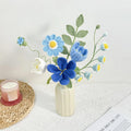 Crochet Flower Bouquet: Handmade Yarn Flowers, 4 Colors, Wrapped & Vase Options