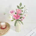 Crochet Flower Bouquet: Handmade Yarn Flowers, 4 Colors, Wrapped & Vase Options