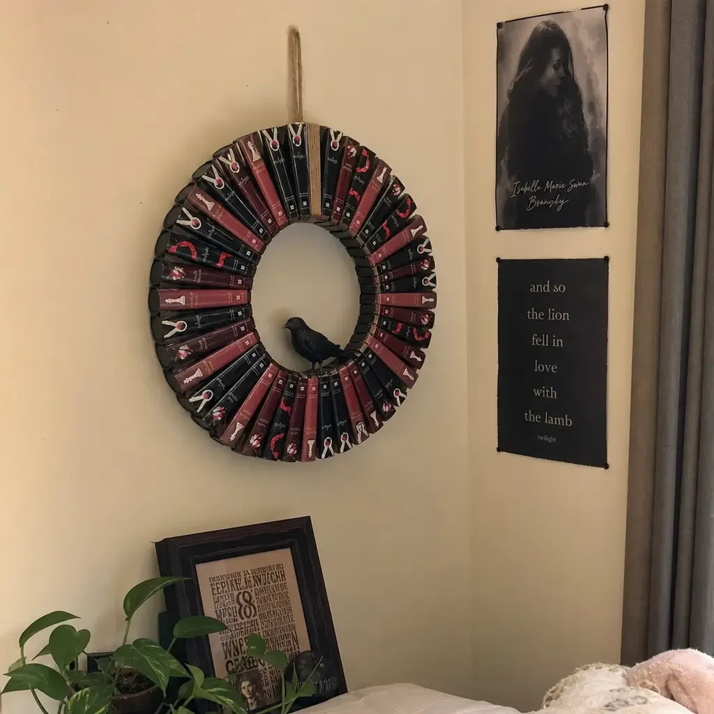 📚 Book‑Spine Wreath Collection – Hand‑Painted Wall Art for Book Lovers