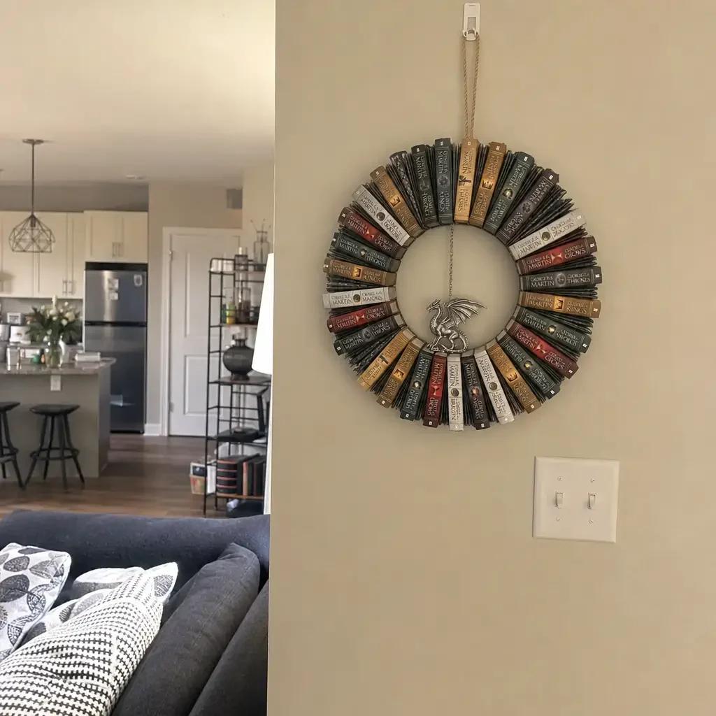 📚 Book‑Spine Wreath Collection – Hand‑Painted Wall Art for Book Lovers